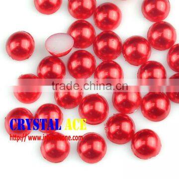 Decorative hotfix plastic pearls, half cutting acrylic pearls, siam color pearls for lady's shoes