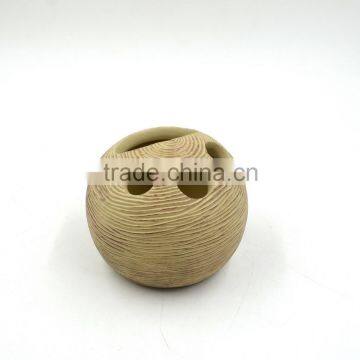 Beige Ribbed Polyresin Bathroom Accessories Set for Hotel and Home photo-3