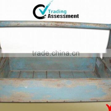 European Farm Solid Wood Vintage Storage Basket photo-2