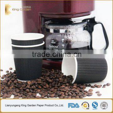 PE coated disposable ripple wall coffee paper cups with lids