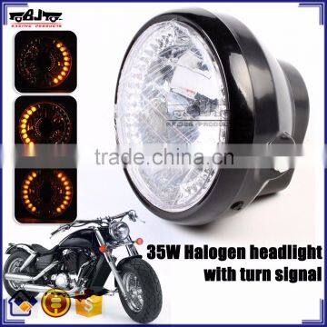 BJ-HL-008 Wholesale sport bike amber round black 35W 26 LED headlight motorcycle