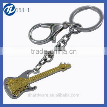 High Quality Aluminum Customized Laser Logo Metal Guitar Shape Keychain With Bottle Opener