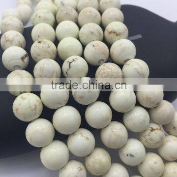 2.0mm Large Hole Hot Selling Round White Turqoise Gemstone Loose Beads Approximate 15.5 Inch