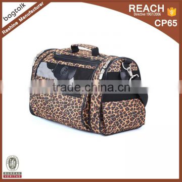 PT0489 Fashion And Strong Structure Leopard Pattern Plastic Mesh Panels Pet Cat Carrier