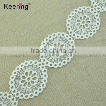 Cheap beautiful white milk fiber 100% polyester decorative bulk lace trim                        
                                                                                Supplier's Choice