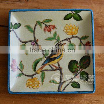 Wholesale hand painted Porcelain Rectangular Enameled Plates dishes