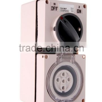 Three Phase 5 Round Pin Combo Switch & Socket 40A (Resistive Orange)