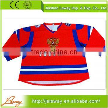 Youth red cheap sublimation 100% polyester ice hockey jersey sublimated clothing