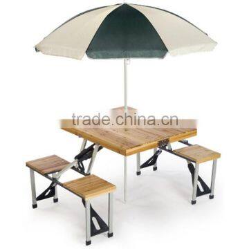 Outdoor foldable water repellent beach shelter umbrella with table