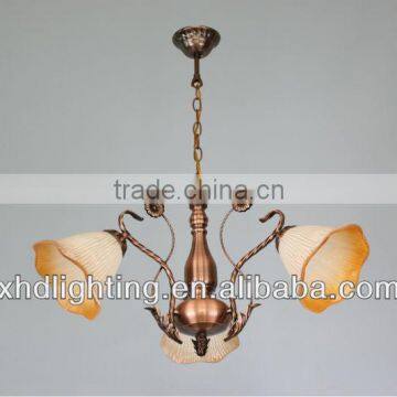 Vintage Stainless Glass Ceiling Light/ European Flower Decorative Glass Chandelier lamp