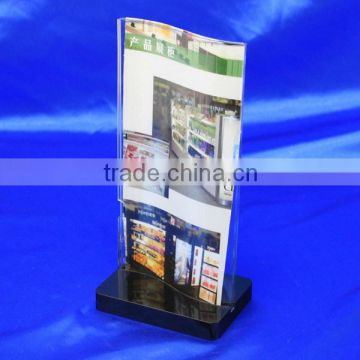 Clear Acrylic Sign Holder, Table Menu Holder with black base, Acrylic POS Display,Acrylic Brochure Holder