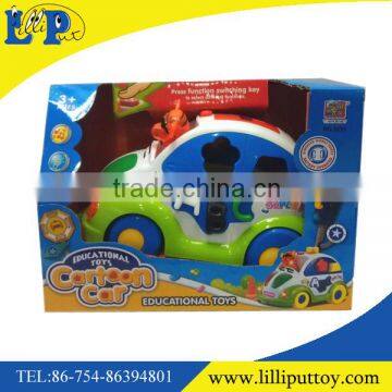 Multifunctional musical cartoon B/O car toy with light