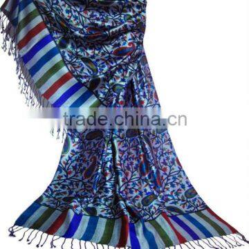 Kani style screen printed Silk modal shawls and scarves