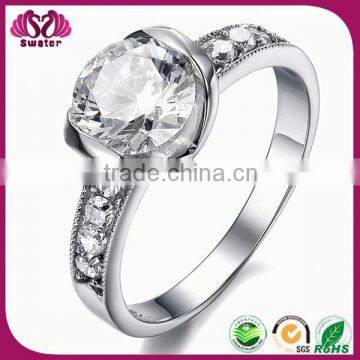 Crystal Wedding Ring 18K Silver Ring