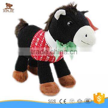 custom black horse plush toy with scarf