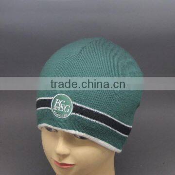 CHEAP WHOLESALE CUSTOM JACQUARD KNIT POM SPORT TEAM BEANIE WITH EMBROIDERY