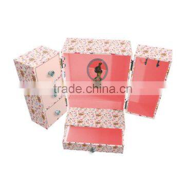 pink rectangluar shape jewelry ballerina music box