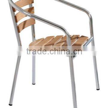 Aluminum frame and wood seat dining chairs