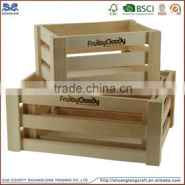 Natural Wood Box Fruit Crate Wooden Vegetable Crates/Wooden Case From Shuanglong Crafts