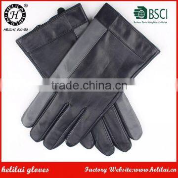 Helilai Customized Cashmere Lined Contrast Color on Back Black man Leather GLove