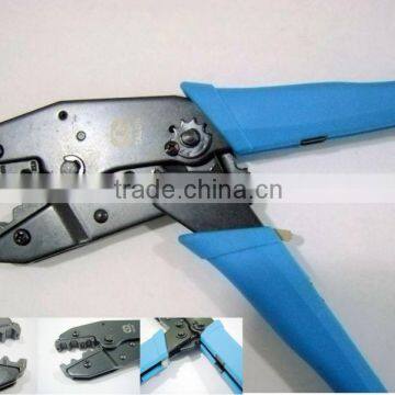 8.7" Ratchet 0.256"/0.319"/0.068"/0.213" RG58/59/62/6 pin crimping tool