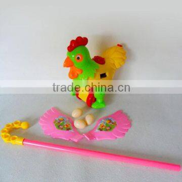 Hand push laying hen toy with accessories