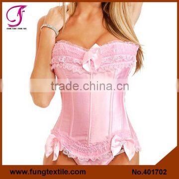 401702 Sexy Girls Slimming Overbust Satin Pink Corsete