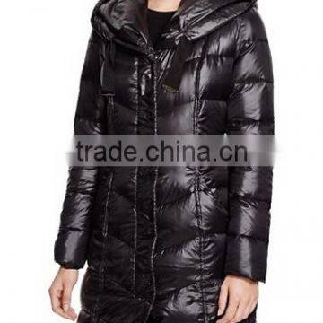 Women Long Nylon Quilted Down Coat