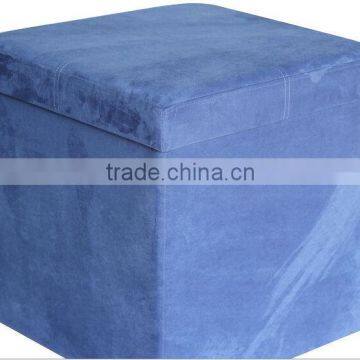 dark blue suede folding storage stool