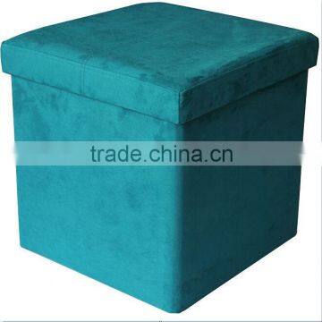 lake blue suede folding storage stool