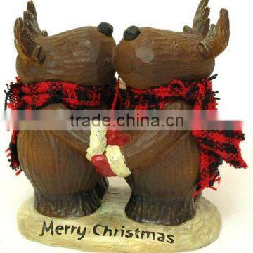 christmas decorations woodlook moose hug made of resin