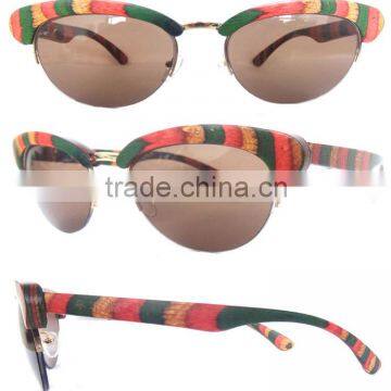 Unique Colourfulmix Half Frame Wooden Sunglasses,Handcraft Wooden Glasses