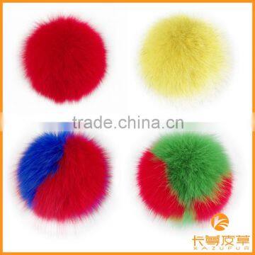 High quality Fashion colorful fox fur pompoms for knitted winter hat/bag/garment KZ151003