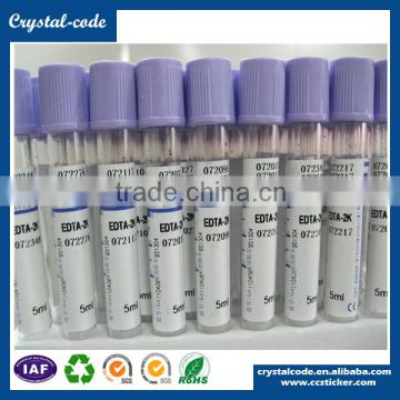 Offset print hot stamping pet test tubes label