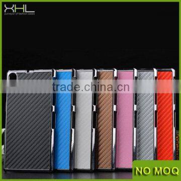 Carbon fiber chrome leather skin case for sony xperia z1 l39h