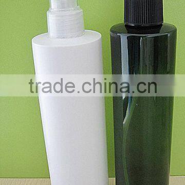 250ml flat shoulder cylinderical shape plastic material bottle with spray pump for cosmetic gel water