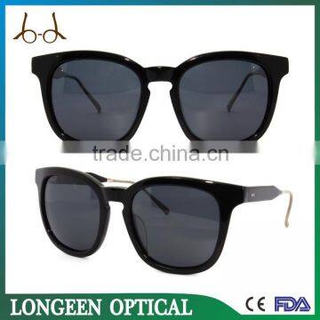 Hot Sale Custom Branded Black Sunglasses With Metal Temple