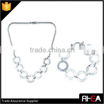 Silver Hoop Alloy Bracelet and Necklact Jewelry Set,