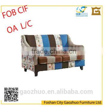 colorful sripes living room 2 seats fabric sofa with baking varnish iron legs