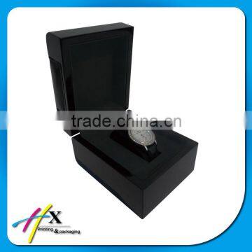 black pu leather wooden single watch gift box with tray