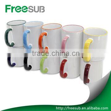 Sunmeta Blank Sublimation Coating Ceramic Mug with Rim and Handle Color (SKB02)