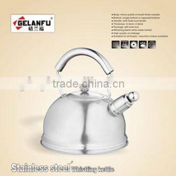 stainless steel whistling kettle with fixed sus handle