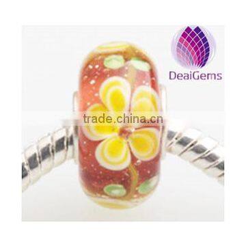 New fashion hot sale flower lampwork big hole glass beads