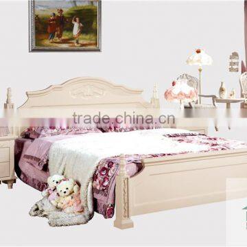 Stylish White Wood Bed HA-808# Princess Style Bed 1.8m Princess Bed