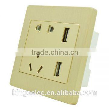 5pin Socket With Dual USB Wall Socket,input:AC110-250V 50-60HZ;Output:5V,2.1A
