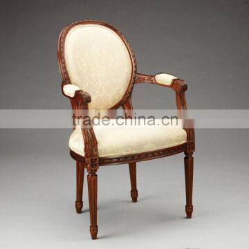 Wholesale french style fabric dining chair classic wooden louis chair