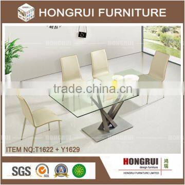 Hongrui furniture glass dining table and chairs for dining room furniture