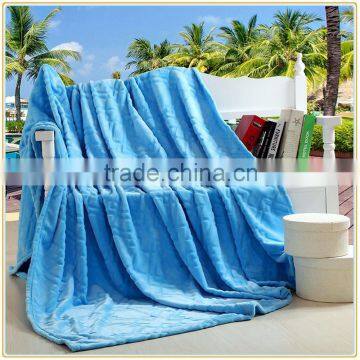 Bedding Extra Soft Flannel Fleece Blanket Lightweight Thickening Throw/Bed Blanket Pure Color Blanket Sky Blue