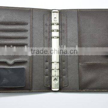 Leather Loose Leaf Manager Folder With Stitch by Perimeter and Emboss Logo