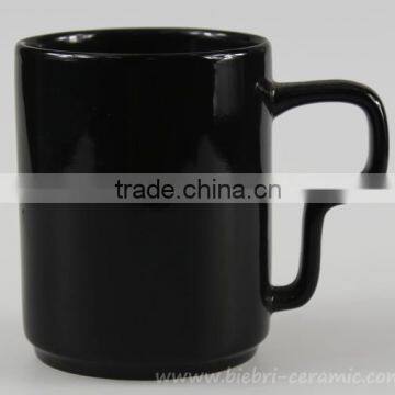 330ml Black Color Glazed Ceramic Coffee Tea Mugs Solid Color Personalized